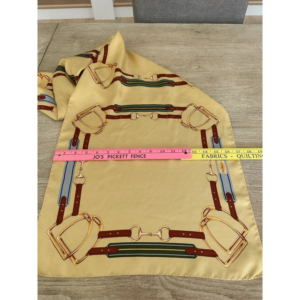 VTG BURBERRYs EQUESTRIAN Horse Bit SILK  SCARF Oblong See Flaws in Pics 17 x 52